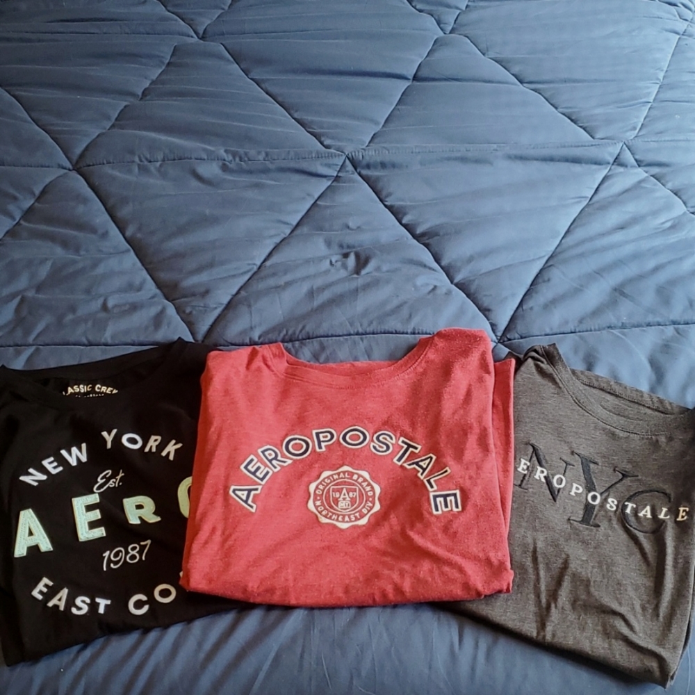 Womens Aeropostale XL T-shirts, 1 black, 1 red, and 1 gray. Bundle.